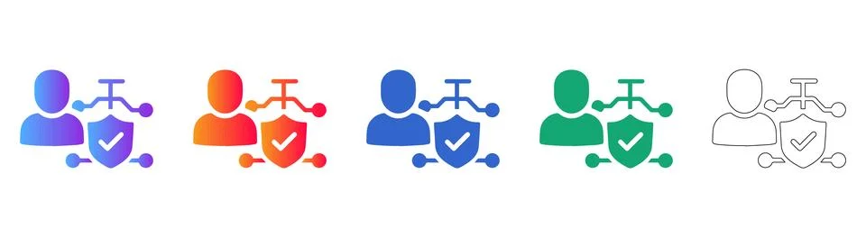 User Security and Network Protection Icons Stock Illustration