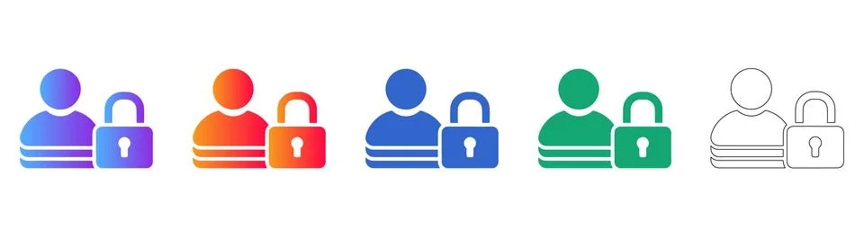 User Security and Privacy Lock Icons Set Ilustración de archivo