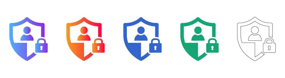 User Security and Privacy Protection Icons 스톡 일러스트