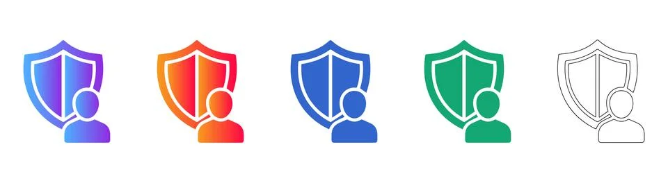 User Security and Protection Shield Icon Set Illustrazione stock