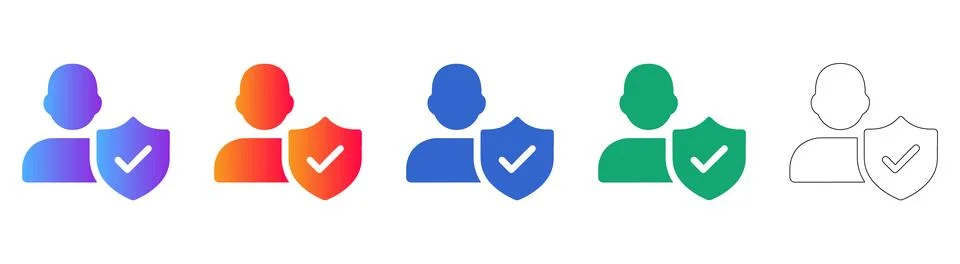 User Security and Shield Protection Icons Stock Illustration
