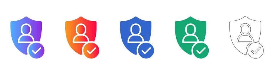 User Security and Verification Shield Icons Illustration