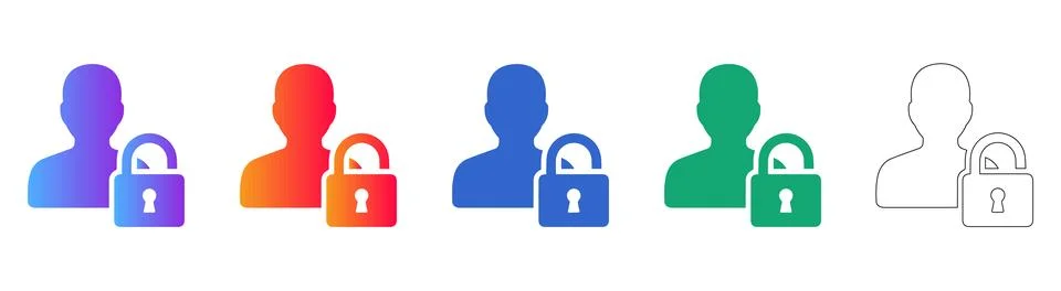 User Security Icons with Padlock Symbol Stock Illustration