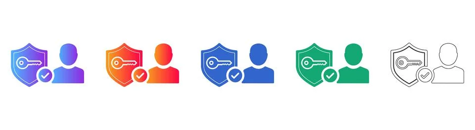 User Security Key Shield Icons Ilustração Stock