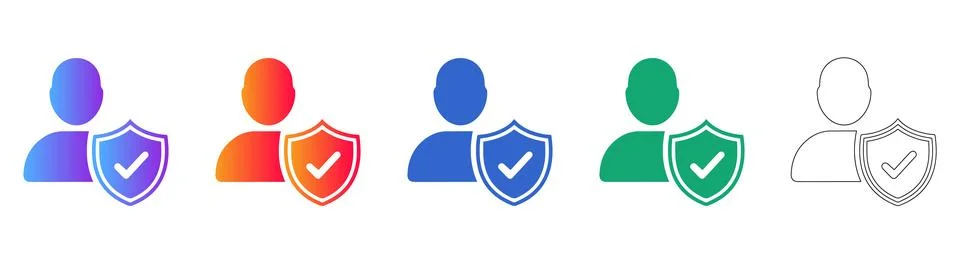 User Security Profile Identification Icons Set Stock Illustration