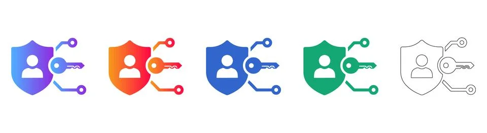User Security Shield and Key Access Icons Stock Illustration