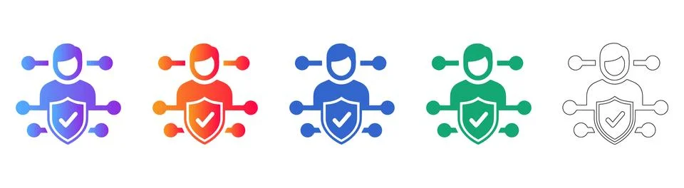 User Security Shield Icon Set Stock Illustration