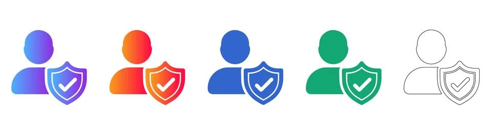 User Security Shield Icon Set Stock Illustration