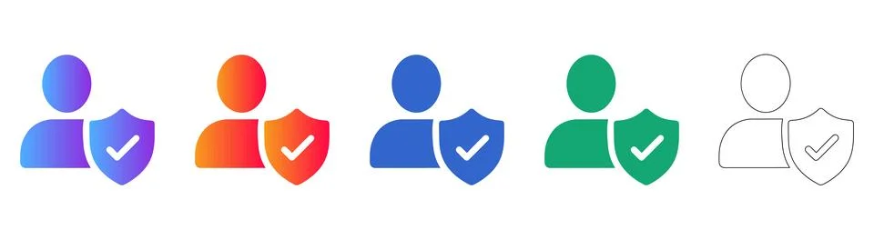 User Security Shield Icon Set Stock Illustration