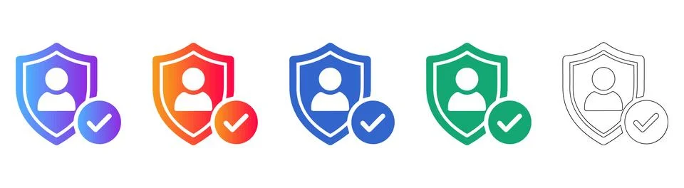 User Security Shield Icon Set Stock Illustration