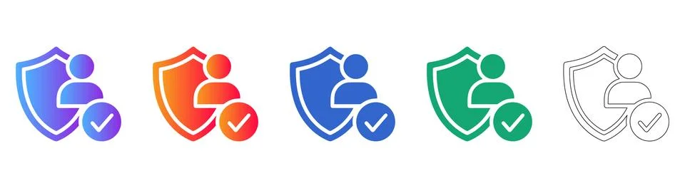 User Security Shield Icon Set Stock Illustration
