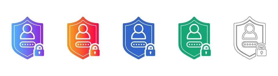 User Security Shield Icon Set Ilustración de archivo