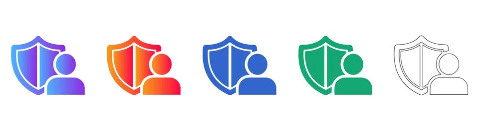 User Security Shield Icons Set Stock Illustration