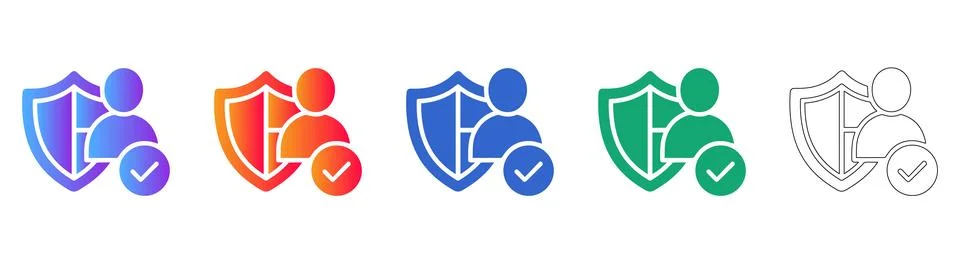User Security Shield Icons Set Stock Illustration