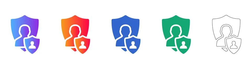 User Security Shield Protection Icons Set Ilustración de archivo