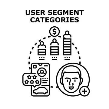 User segment categories for customer profiling and marketing strategy Stock Illustration