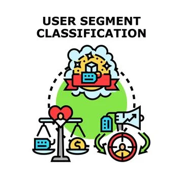 User segment classification concept analyzing target audience Stock Illustration