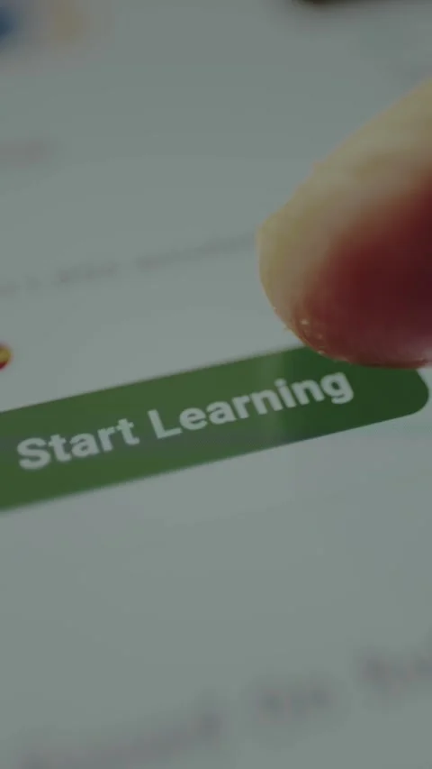 User selecting the option Start Learning within a mobile app interface, lifelong Video stock 328355011