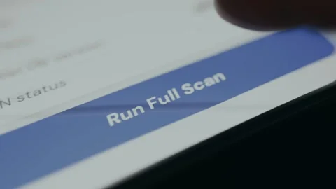 User selecting the Run Full Scan option for all types of malware Stock Footage 335459011