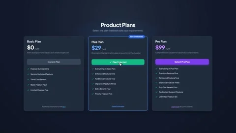 User selecting a subscription plan on a website pricing page. 4K Stock Footage 348234914