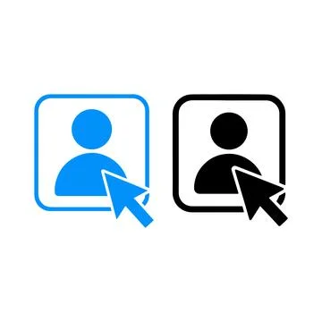 User Selection Icon. Stylized profile figures with cursor arrows Stock Illustration