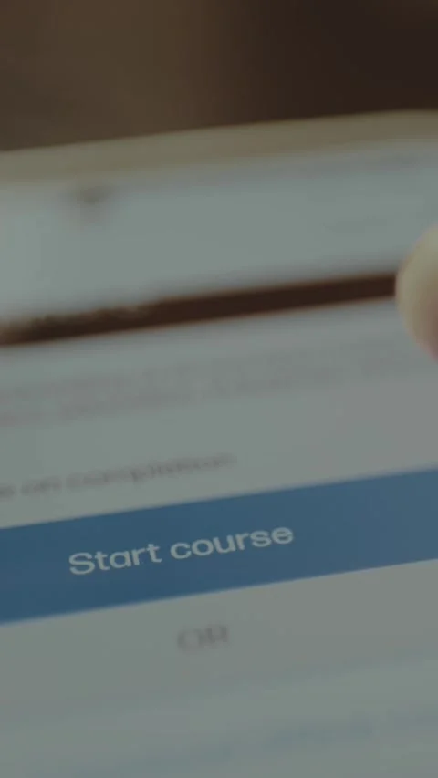 User selects the option labeled Start course, lifelong learning concept Stock Footage 328354952