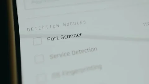 User selects the Port Scanner to identify open ports on a target system Stock Footage 333380679