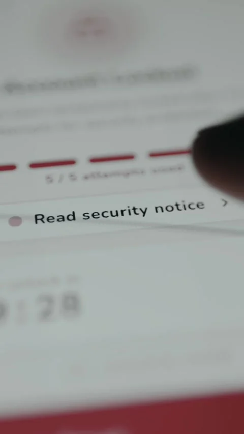 User selects Read Security Notice option in a banking app screen Stock Footage 333387452