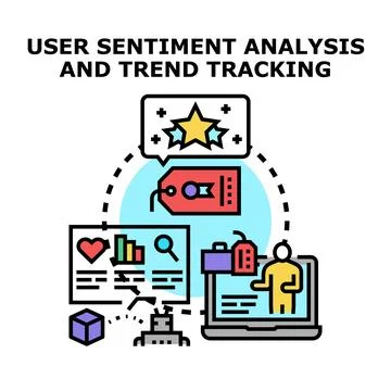 User sentiment analysis and trend tracking with digital data Stock Illustration
