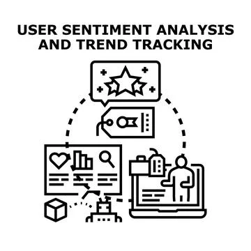 User sentiment analysis and trend tracking with digital data Stock Illustration