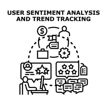 User sentiment analysis and trend tracking concept Illustrazione stock