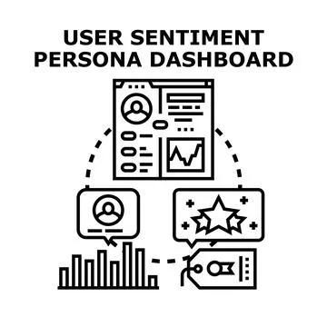 User sentiment persona dashboard analyzing data 스톡 일러스트