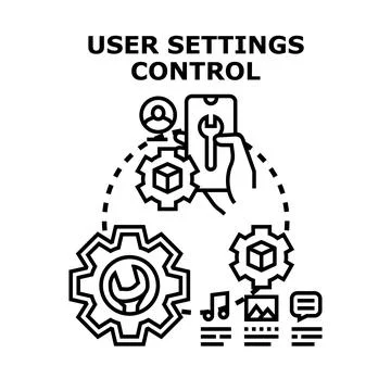 User settings control and management concept Stock Illustration
