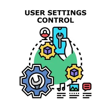 User settings control and management concept Stock Illustration