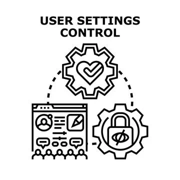 User settings control managing personal profile preferences Stock Illustration