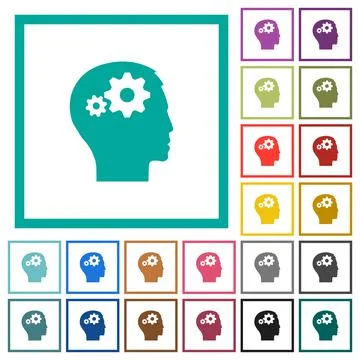 User settings flat color icons with quadrant frames Stock Illustration