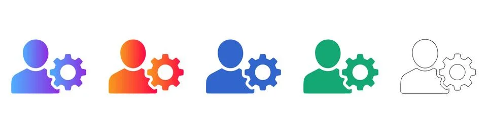 User Settings Gear Icon Set Stock Illustration