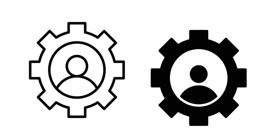 User settings icon pack with silhouette and stroke web icons Stock Illustration