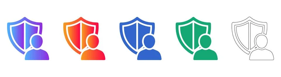 User Shield Protection Icon Set Stock Illustration