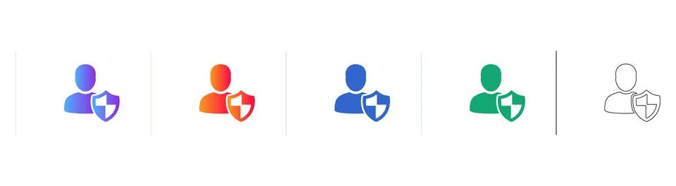 User Shield Security Protection Icons Stock Illustration