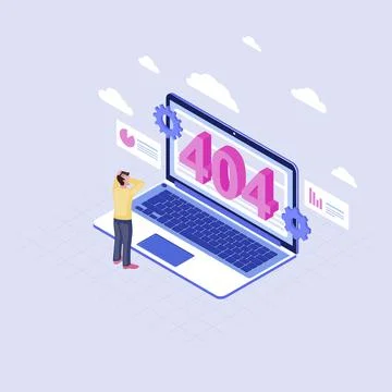 User shocked at 404 problem isometric illustration Stock Illustration