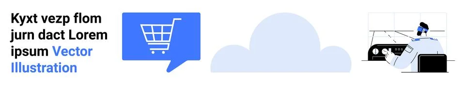 User Shopping Interaction with Digital Platform and Cloud Data Storage Concep 스톡 일러스트