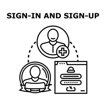 User sign in and sign up process 스톡 일러스트