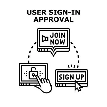 User sign in approval process for digital account creating 库存插图