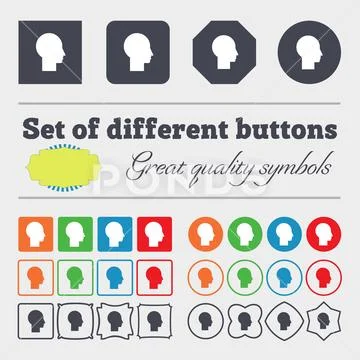 User sign icon. Person symbol. Set colourful buttons. Big set of colorful, diver Stock Illustration