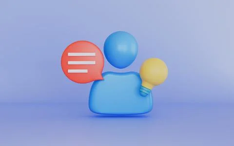 User sign with lightbulb message chat for thinking project invention concept Stock Illustration