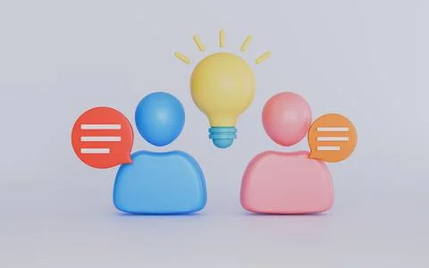 User sign with lightbulb message for teamwork project conversation concept Stock Illustration