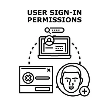 User sign in permissions concept for digital access Stock Illustration