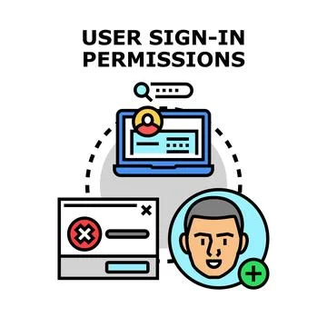 User sign in permissions concept for digital access Stock Illustration