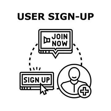 User sign up registration account creation process concept Stock Illustration